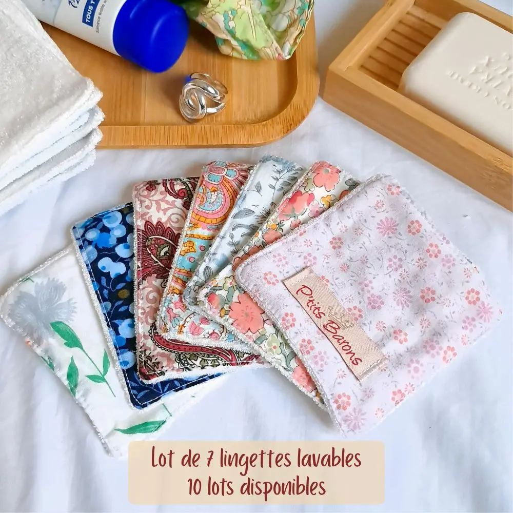 Lot de 7 lingettes lavables upcyclées